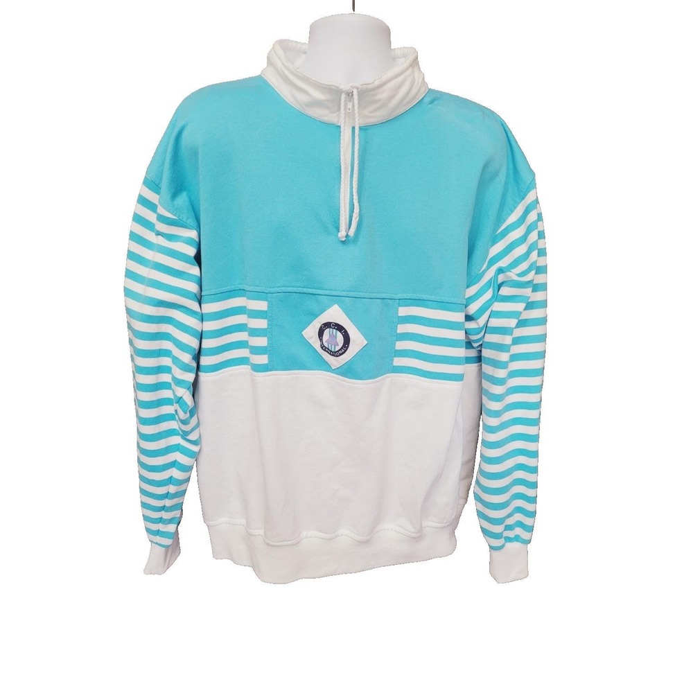 Vtg 90s Van Heusen Custom Club Intl 1/4 Zip Sweatshirt XL Preppy Pullover Unisex